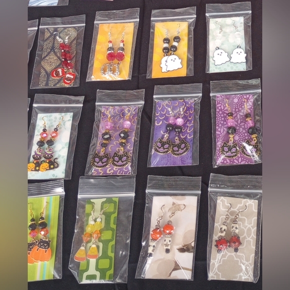 Halloween Wrap Around Beaded Bracelet Earrings Unique Sparkly Handmade - Picture 9 of 10